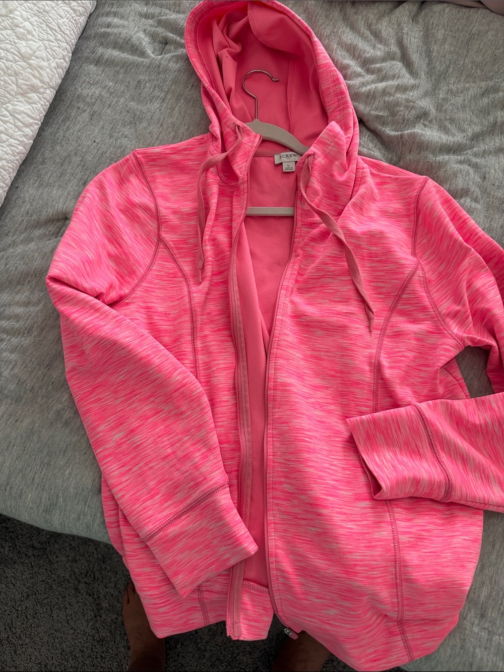 J. Crew Pink Heathered Zip-Up Hoodie